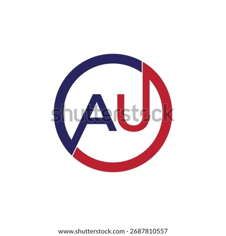 AU Letter Logo Vector Design. Minimalist Monogram Mark in Circle for Corporate Business, University, or Company Brand Identity.