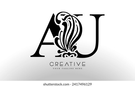 AU Letter Royal Luxury Logo template in vector art for Restaurant, Royalty, Boutique, Cafe, Hotel, Heraldic, Jewelry and Fashion.