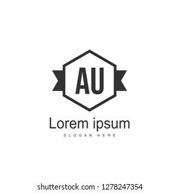 AU Letters Logo Design. Simple and Creative Black Letter Concept Illustration.