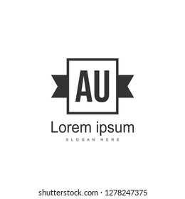 AU Letters Logo Design. Simple and Creative Black Letter Concept Illustration.
