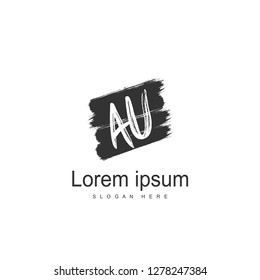 AU Letters Logo Design. Simple and Creative Black Letter Concept Illustration.