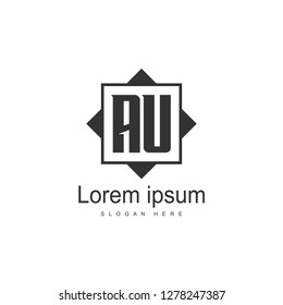 AU Letters Logo Design. Simple and Creative Black Letter Concept Illustration.