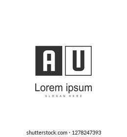 AU Letters Logo Design. Simple and Creative Black Letter Concept Illustration.