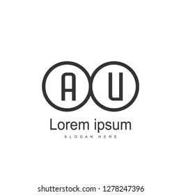 AU Letters Logo Design. Simple and Creative Black Letter Concept Illustration.