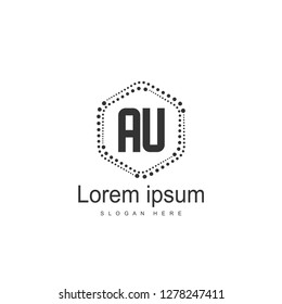 AU Letters Logo Design. Simple and Creative Black Letter Concept Illustration.