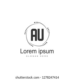 AU Letters Logo Design. Simple and Creative Black Letter Concept Illustration.