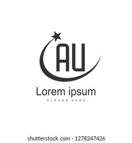 AU Letters Logo Design. Simple and Creative Black Letter Concept Illustration.