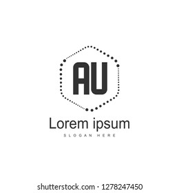 AU Letters Logo Design. Simple and Creative Black Letter Concept Illustration.