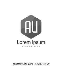 AU Letters Logo Design. Simple and Creative Black Letter Concept Illustration.