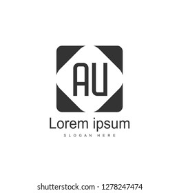 AU Letters Logo Design. Simple and Creative Black Letter Concept Illustration.