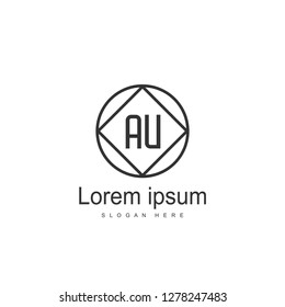 AU Letters Logo Design. Simple and Creative Black Letter Concept Illustration.