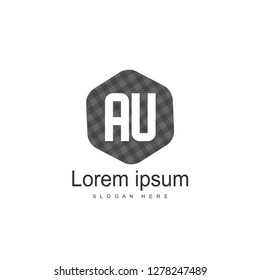 AU Letters Logo Design. Simple and Creative Black Letter Concept Illustration.