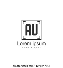 AU Letters Logo Design. Simple and Creative Black Letter Concept Illustration.