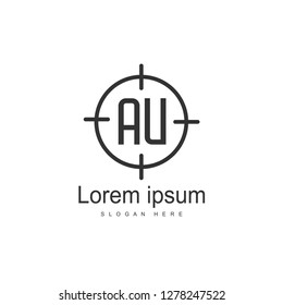AU Letters Logo Design. Simple and Creative Black Letter Concept Illustration.