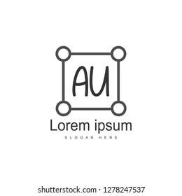 AU Letters Logo Design. Simple and Creative Black Letter Concept Illustration.