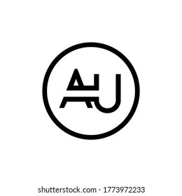 AU Logo Design Circle Typography Vector Template. Creative Letter AU Logo Vector