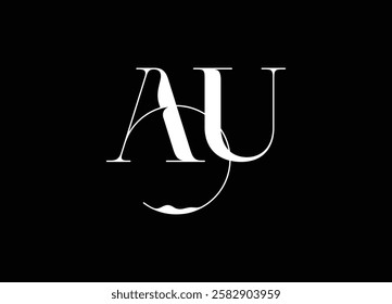 AU logo design handwriting signature style vector template.