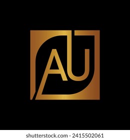 AU Logo Design Template Vector With Square Background.