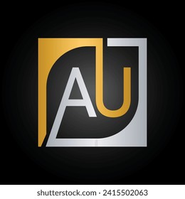 AU Logo Design Template Vector With Square Background.