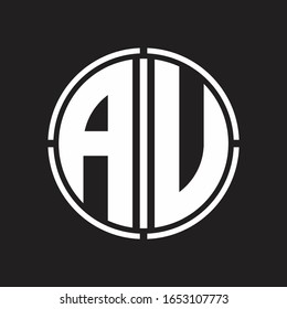 AU Logo initial with circle line cut design template