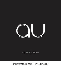 AU Logo Initial Letter Split Lowercase Monogram Logo Black Background EPS 10