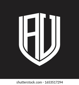 AU Logo monogram with emblem shield design isolated on black background