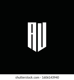 AU logo monogram with emblem style isolated on black background