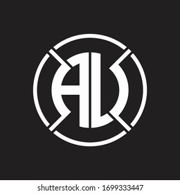 AU Logo monogram with four part circle slash rounded design template