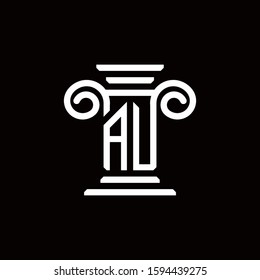 AU logo monogram with pillar style design template