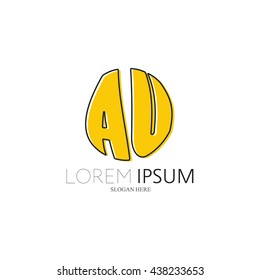 AU Logo. Vector Graphic Sphere Branding Letter Element. White Background