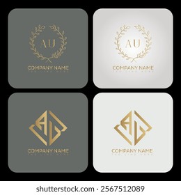 AU luxury typography letter logo. AU Creative style logo but still simple lettering and modern. 
