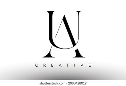 AU Minimalist Serif Modern Letter Logo in Black and White. AU Creative Serif Logo Design Icon Branding Vector