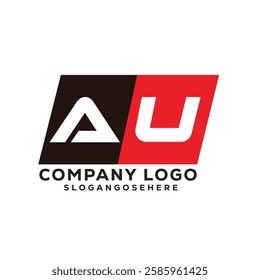 AU Modern Business Logo Design in Red and Black, AU Professional Company Branding Logo for Marketing and Identity, Creative AU Letter Corporate Logo with Bold Design