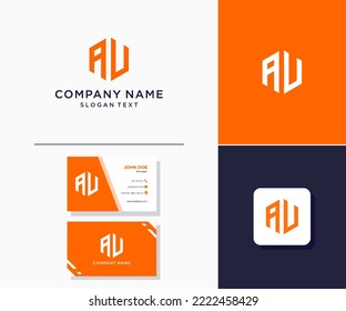 AU modern logo initials hexagon monogram. used for brand identity.