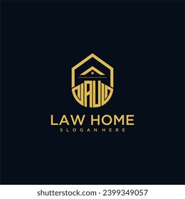 AU monogram initial logo for lawhome with shape home design