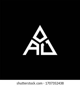 AU monogram logo with 3 pieces shape isolated on triangle design template