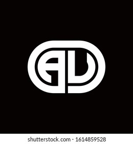 AU monogram logo with an oval style on a black background	