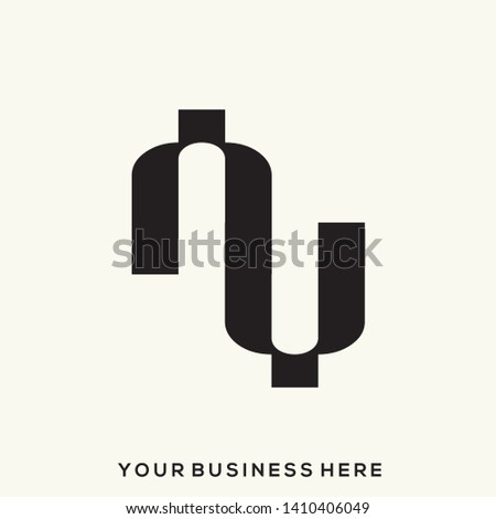 AU monogram.Typographic logo with merged letter a and letter u.Uppercase alphabet initials.Clean, geometric, minimalist lettering icon isolated on light background.