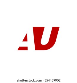 AU negative space letter logo red