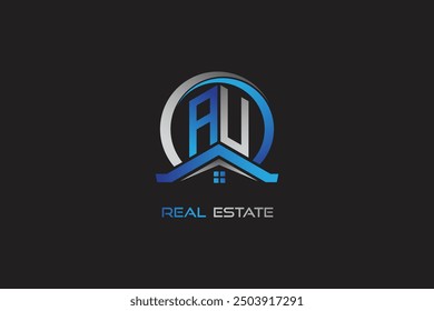 AU real estate letters logo design for construction or house. AU real estate letters logo Vector design
