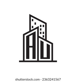 AU real estate logo  with building style , real estate Logo Stock Vector