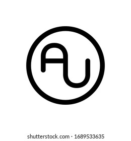 au text logo in circle shape. business symbol. vector template. joined letters a and u. logotype concept. black and white sign. brand identity design.