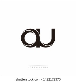  au a u Initial Letter Split Lowercase Modern Monogram linked outline rounded logo