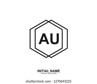 AU A U Initial logo letter with minimalist concept vector