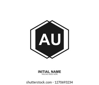 AU A U Initial logo letter with minimalist concept vector