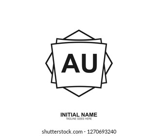 AU A U Initial logo letter with minimalist concept vector