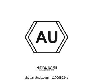 AU A U Initial logo letter with minimalist concept vector