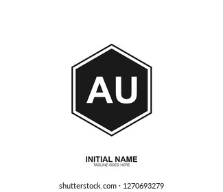 AU A U Initial logo letter with minimalist concept vector