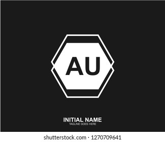 AU A U Initial logo letter with minimalist concept vector