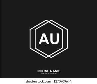 AU A U Initial logo letter with minimalist concept vector